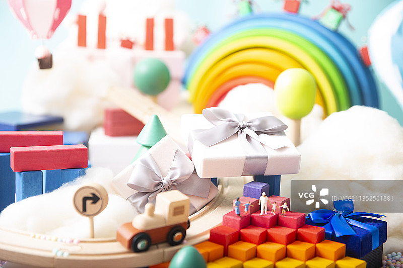 双十一购物节卡通微缩游乐园创意静物图片素材