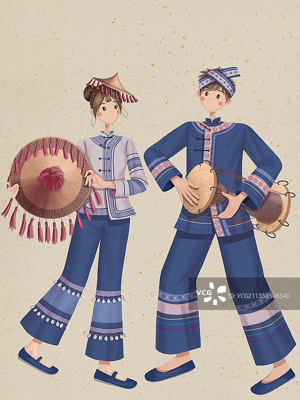 毛南族姑娘与小伙图片素材
