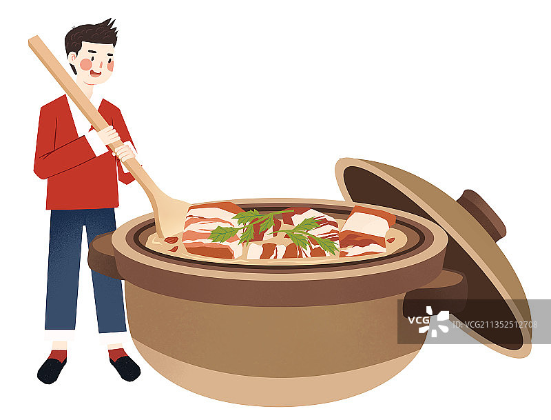 年俗腊月二十六爸爸在做红烧肉图片素材