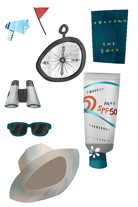导游用品插画元素图片素材