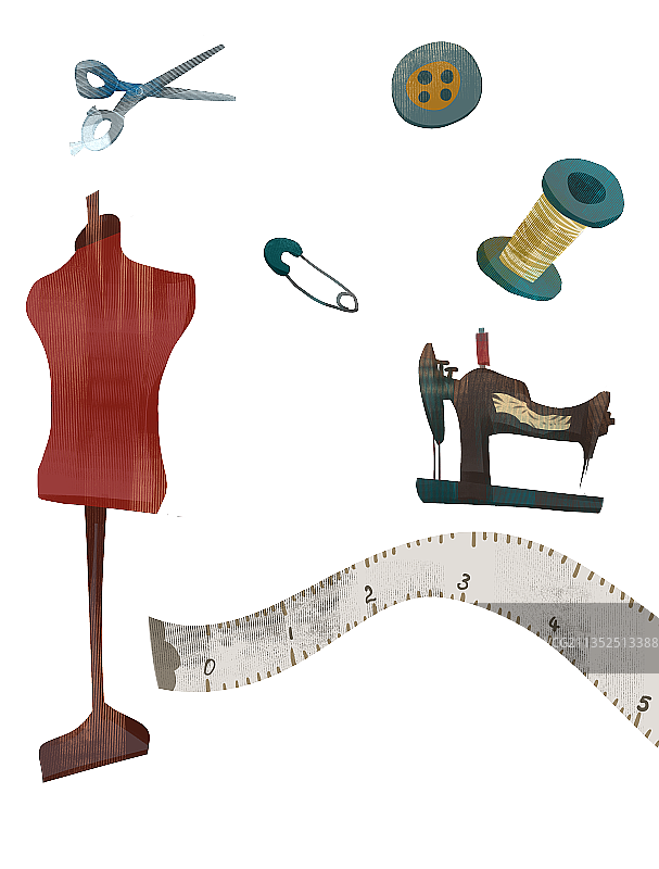 裁缝插画元素图片素材