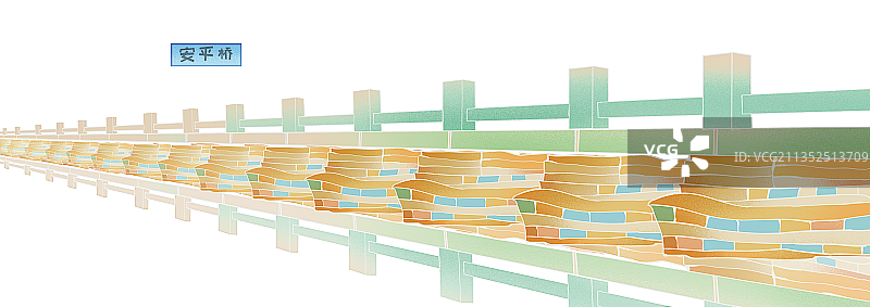 泉州世界文化遗产平安桥插画元素图片素材