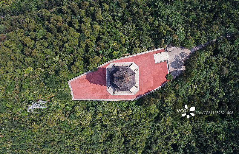 湖南省郴州资兴市东江湖级名胜风景区游客中心与千福塔航拍图片素材