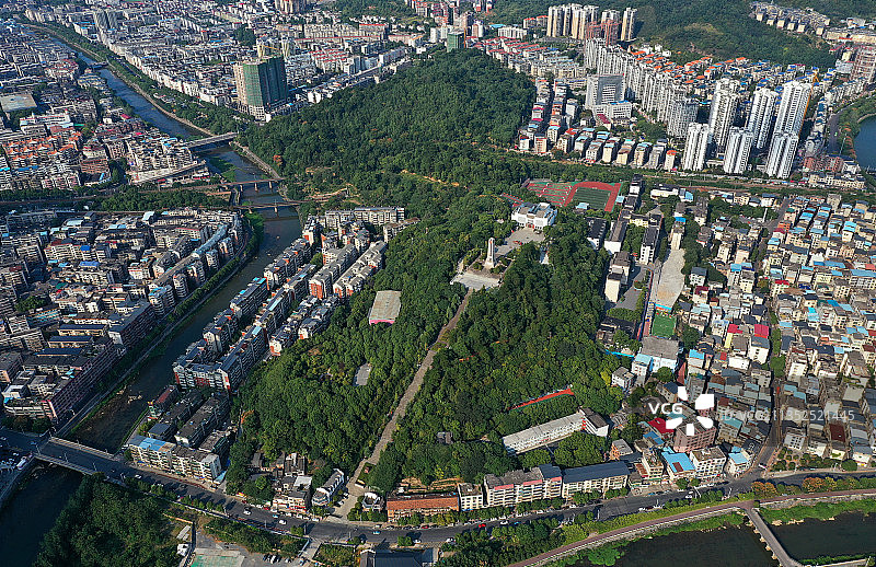 湖南省郴州市苏仙区东塔公园烈士公园航拍图片素材