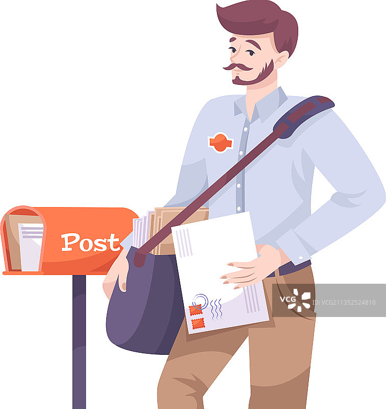 扁平风格邮递员图片素材