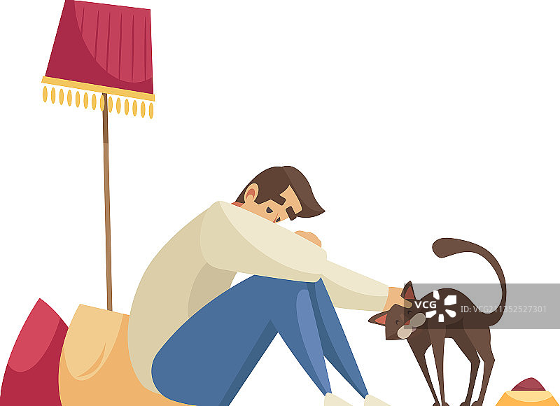 卡通孤独男子图片素材