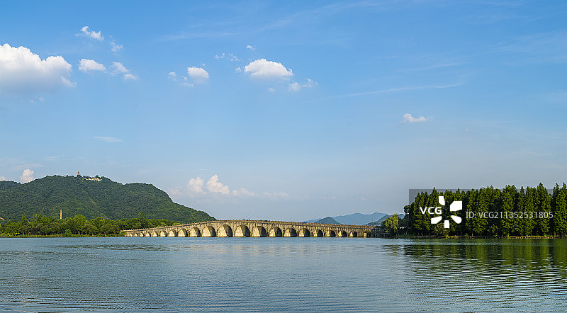 杭州萧山湘湖山水风光   园林风光风景 路桥建筑景观 政和桥图片素材