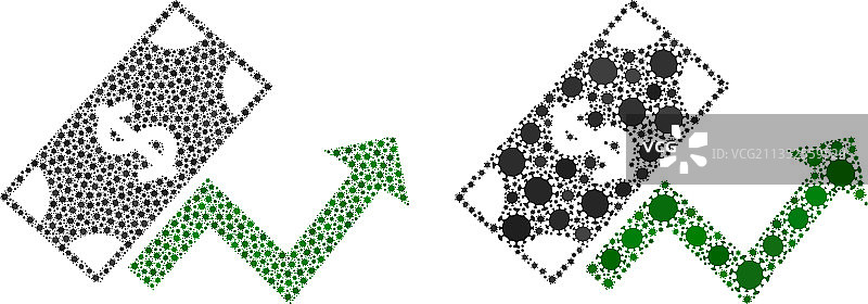 美元增长趋势与新冠病毒拼贴图片素材