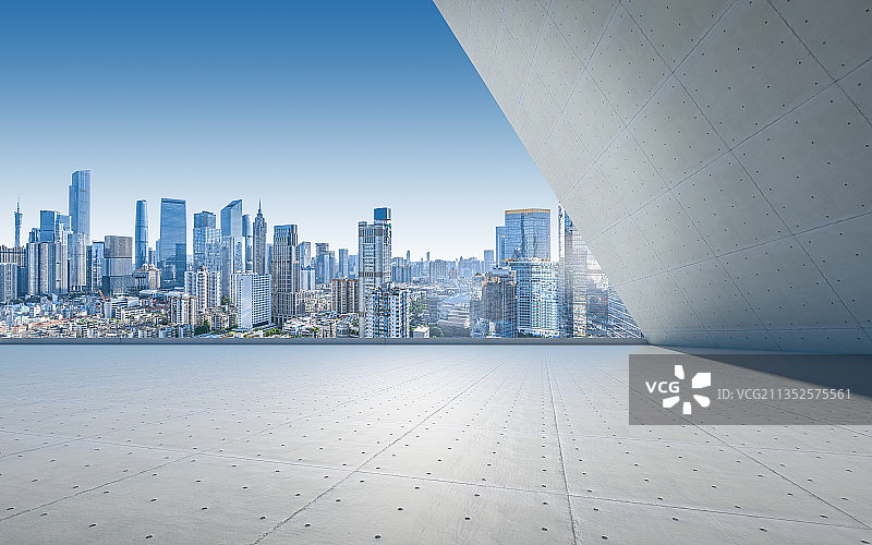 广州城市建筑地板广场背景图片素材