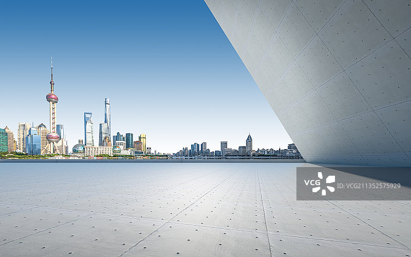 上海城市建筑地板广场背景图片素材