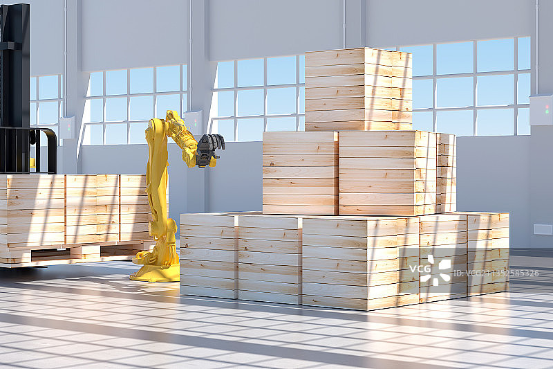 3D叉车搬运物资图片素材