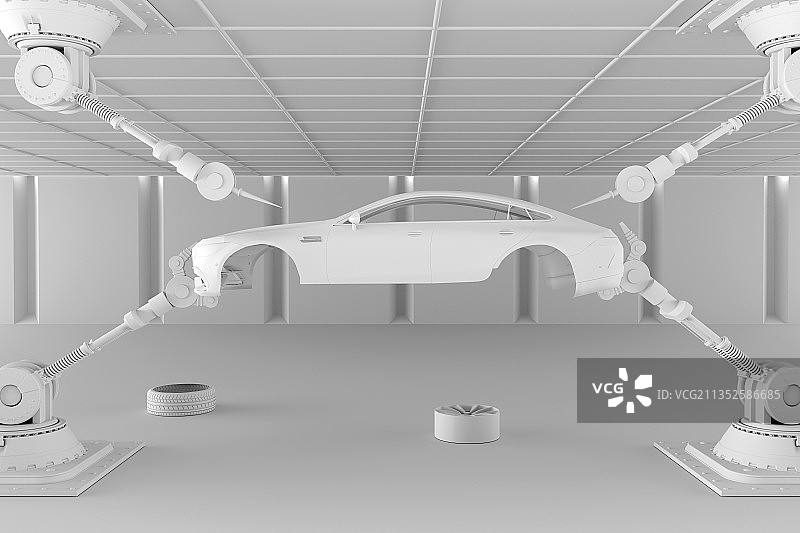 3D人工智能和汽车制造图片素材