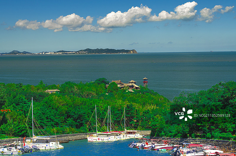 蓬莱阁 黄渤海交界线 长岛图片素材