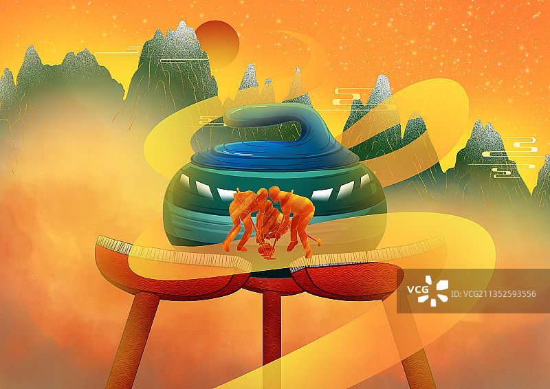 冰壶比赛进行中图片素材