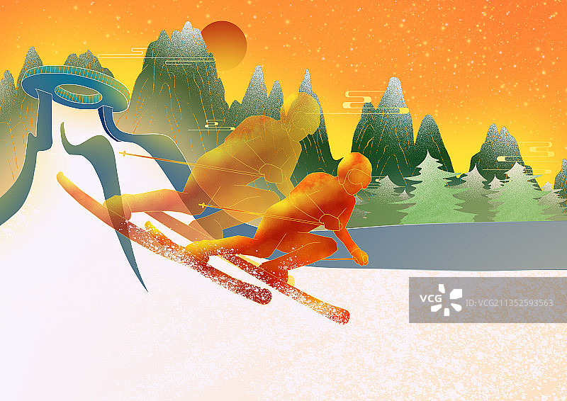 张家口越野滑雪图片素材