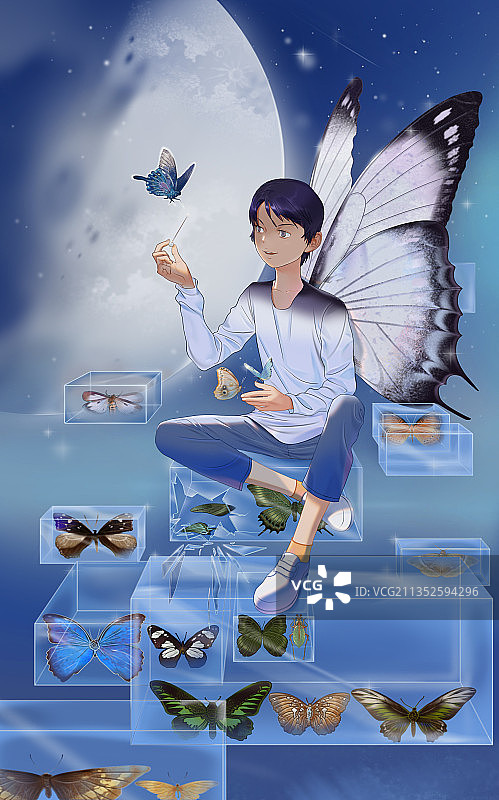 蝴蝶女孩图片素材