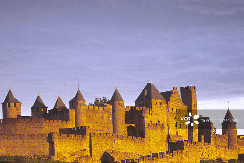 卡尔卡松日落景色图片素材