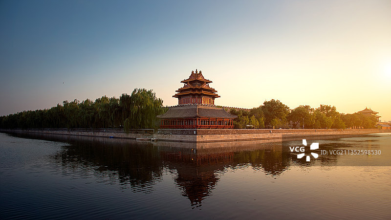 故宫角楼的晚霞图片素材