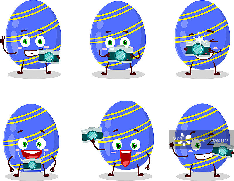 摄影师职业表情符号与蓝色复活节彩蛋图片素材