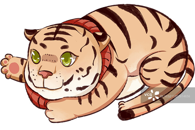 老虎萌趣可爱表情趴着的虎图片素材