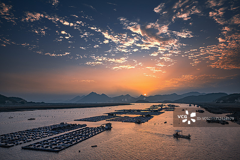 霞浦滩涂落日图片素材