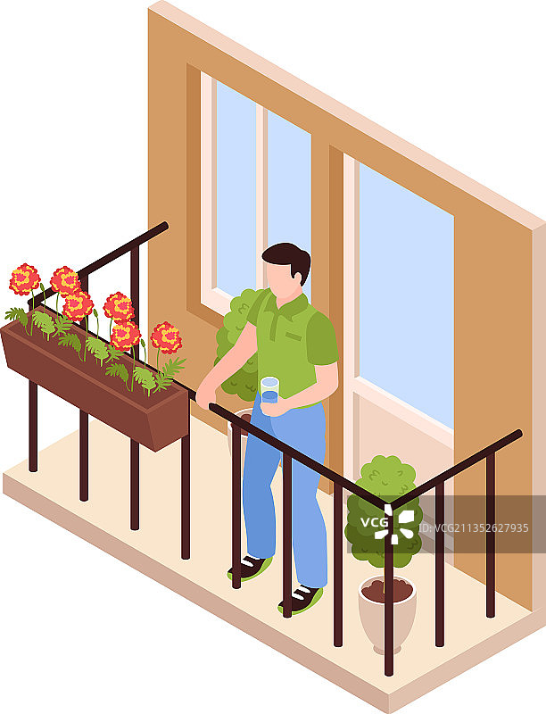 阳台上的男人图片素材