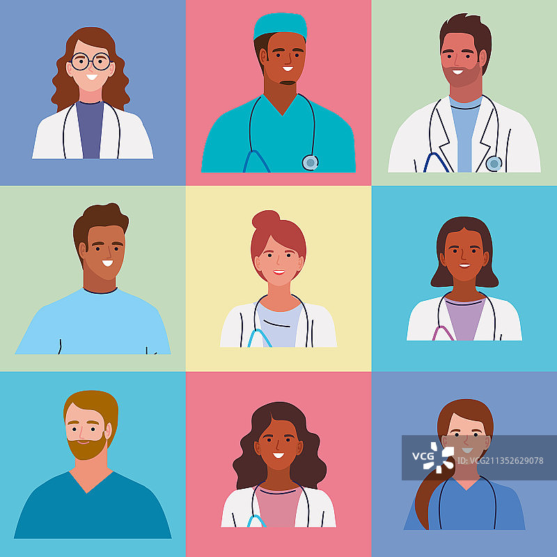 医疗团队九人角色图片素材