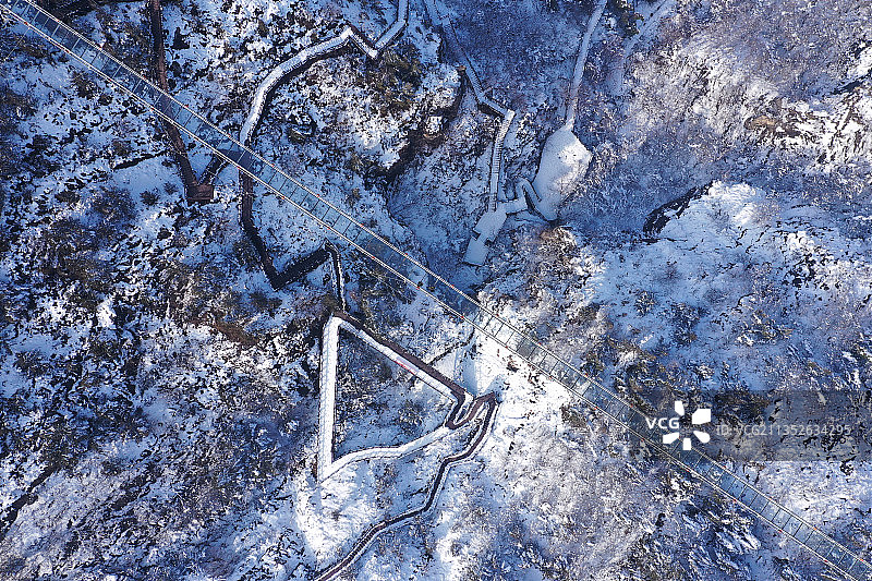 俯瞰玻璃栈桥+安徽省宿州市萧县官桥镇皇藏峪国家森林公园图片素材