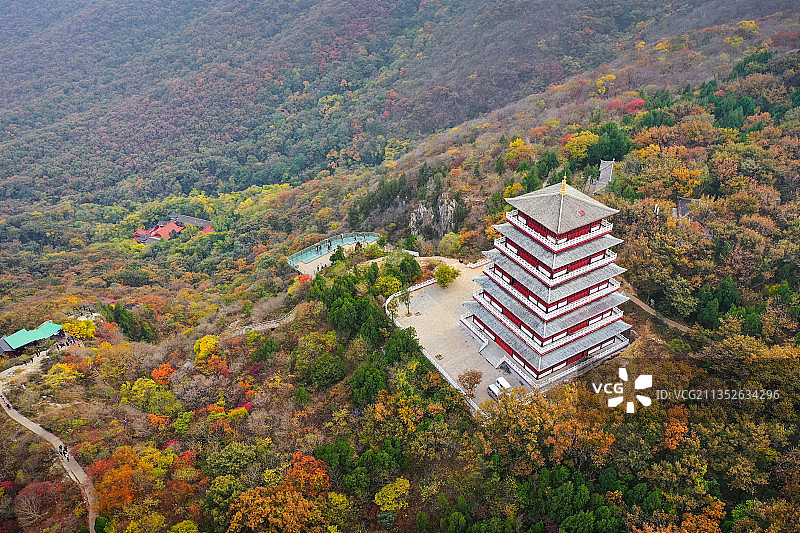 俯瞰观景峰+安徽省宿州市萧县官桥镇皇藏峪国家森林公园图片素材