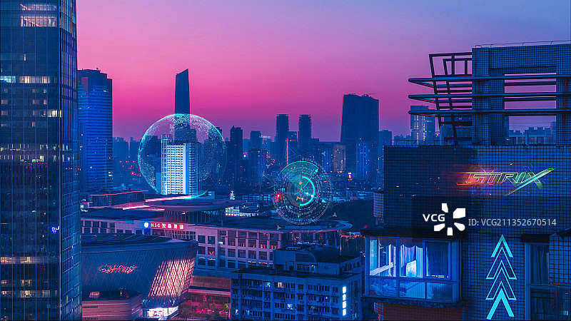 赛博朋克未来科技武汉图片素材