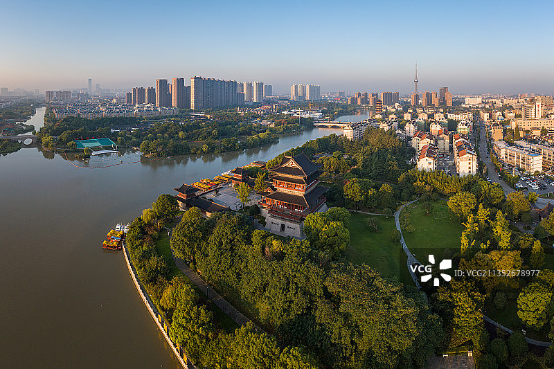 江苏省泰州市凤城河望海楼景区图片素材