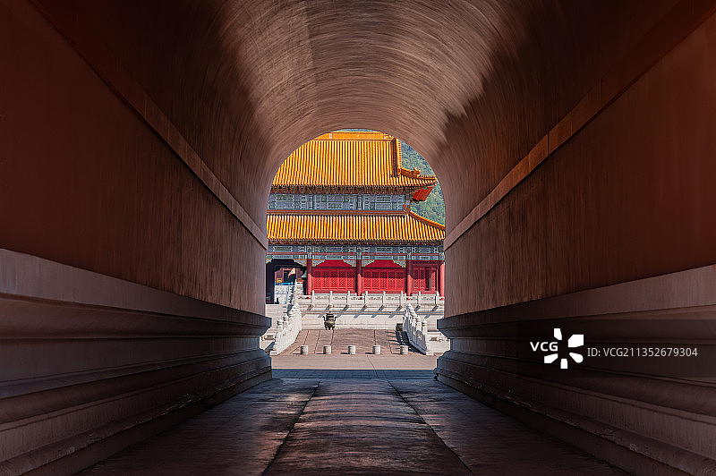 横店影视城明清宫苑故宫太和门城楼过道图片素材