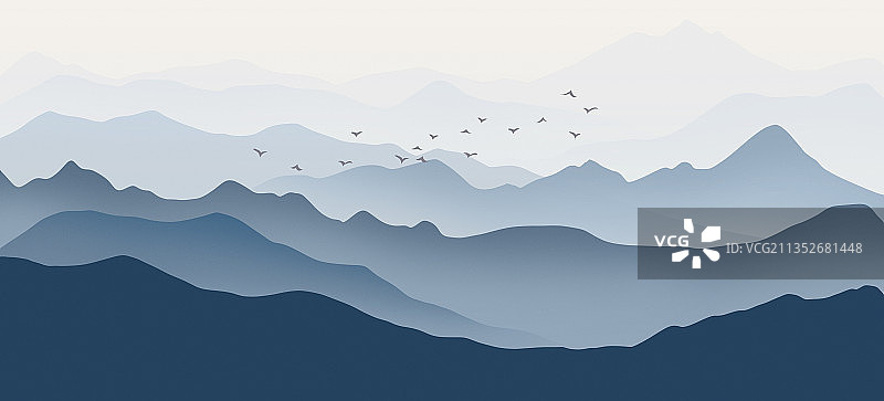 新中式水墨山川图片素材