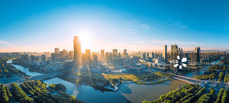 航拍浙江省新城CBD城市全景图片图片素材