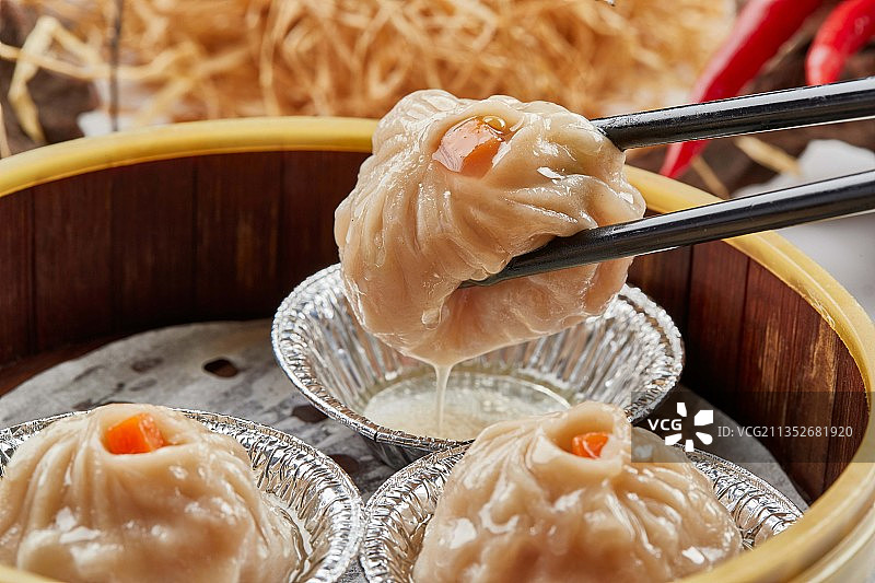 精美茶餐点心灌汤小笼包图片素材