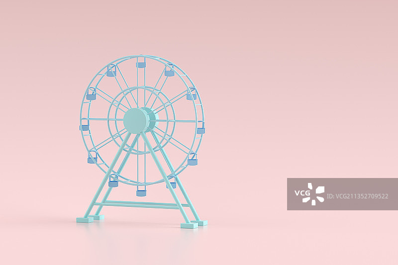 3d渲染的卡通风格摩天轮游乐园图片素材