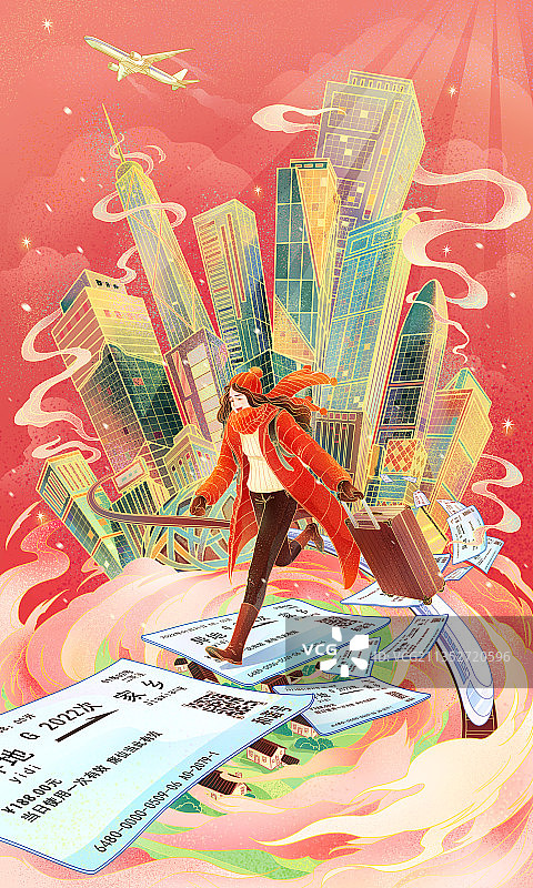 新年返乡创意插画图片素材