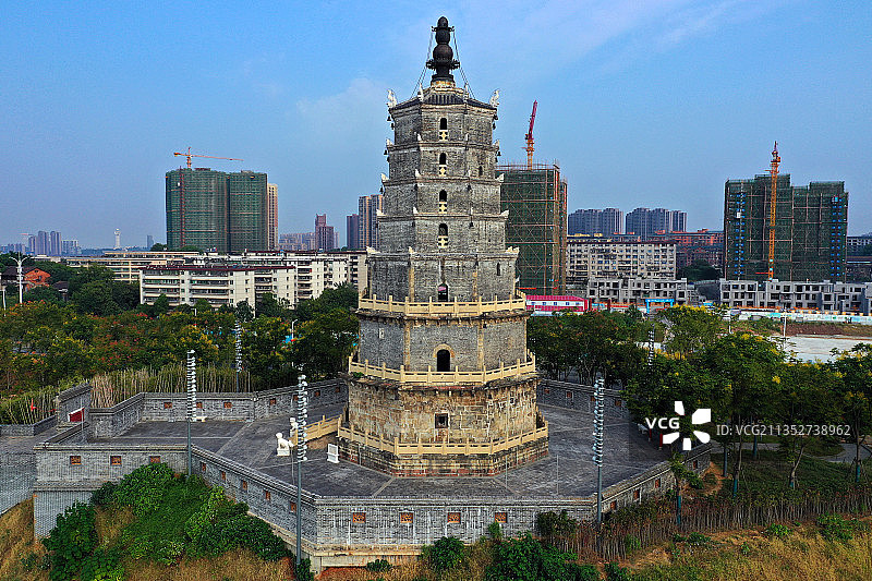 湖南省衡阳市石鼓区来雁塔航拍图片素材