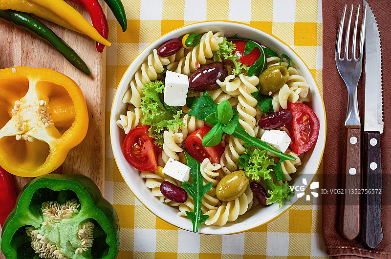 碗装沙拉的俯视照片图片素材