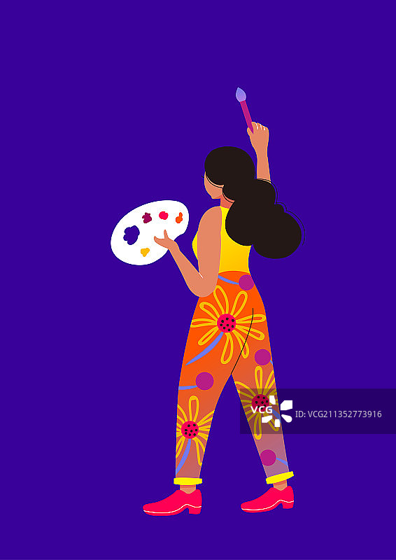 女人矢量插画画画图片素材