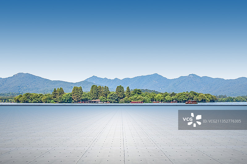 杭州西湖城市建筑广场背景图片素材