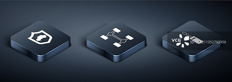 2.5D汽车与盾牌螺丝刀图片素材