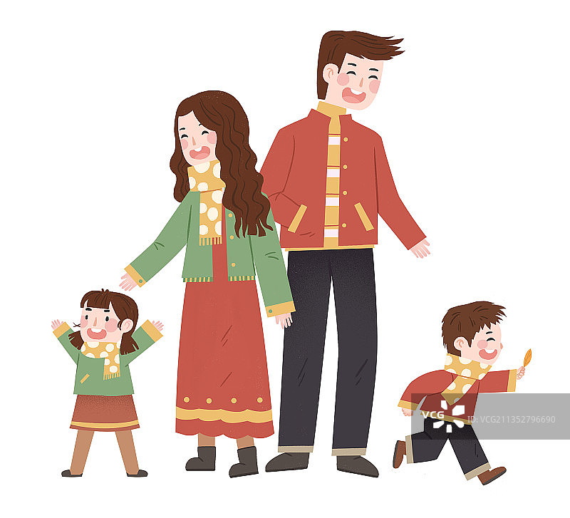 一家人散步图片素材