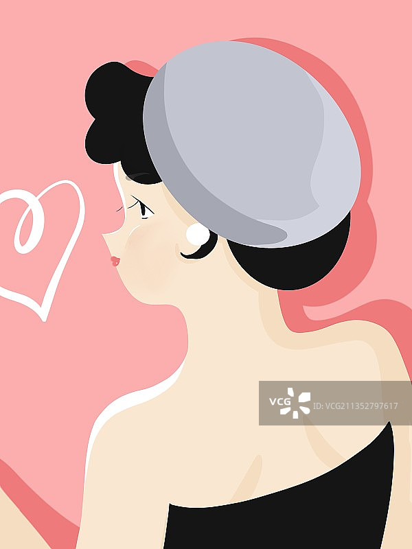 清新画风女孩半身相插画元素图片素材