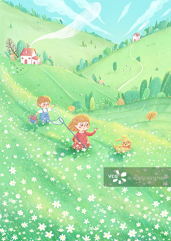 小清新春季户外场景插画图片素材