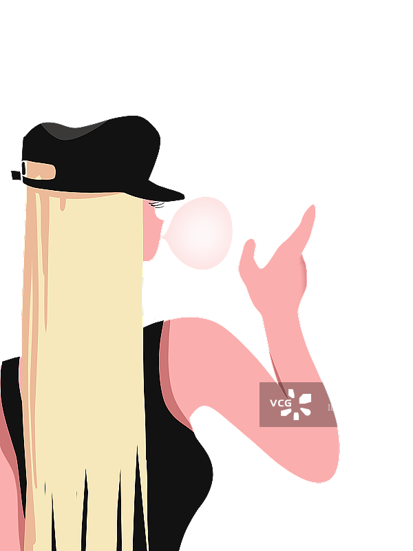 清新画风女孩半身相插画元素图片素材