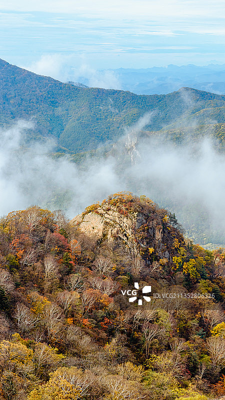 本溪天桥沟森林公园晓月峰观雾图片素材