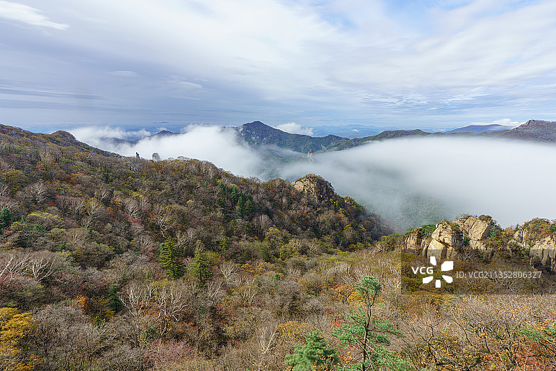 本溪天桥沟森林公园晓月峰观雾图片素材