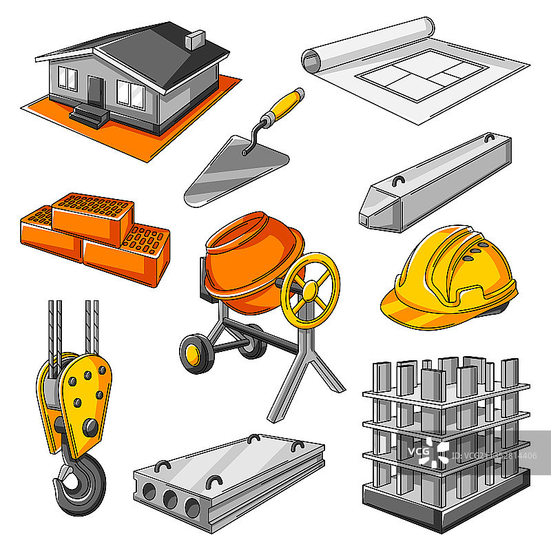 房屋建筑工业项目图标集图片素材