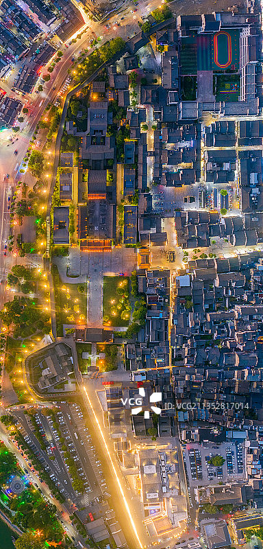 俯瞰徽州古城全景图片素材